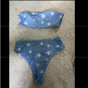 baby blue star print bikini